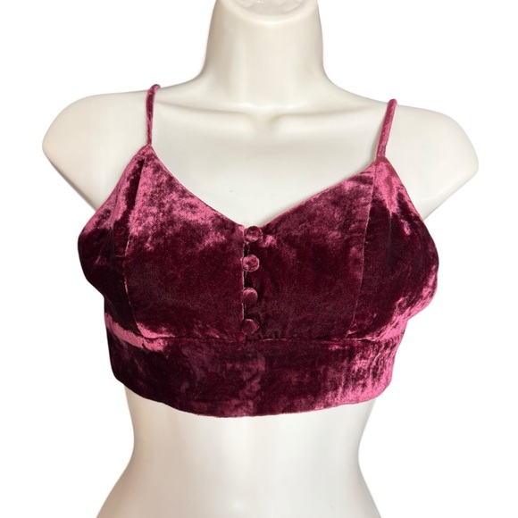 House Of Harlow 1960 by Revolve Wine Velvet Bralette Women's Size XS - Picture 3 of 11